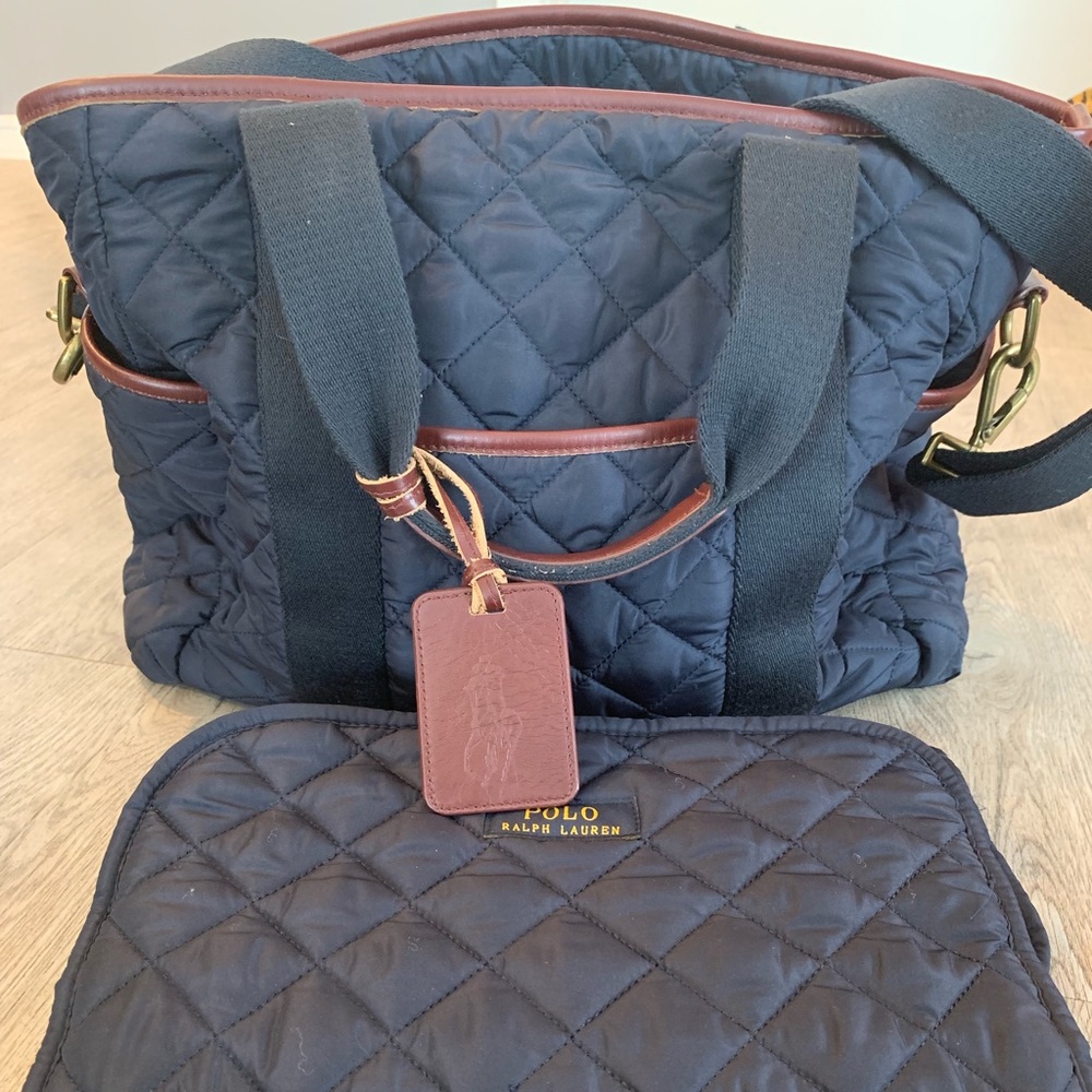 Ralph Lauren Navy Quilted Diaper Bag